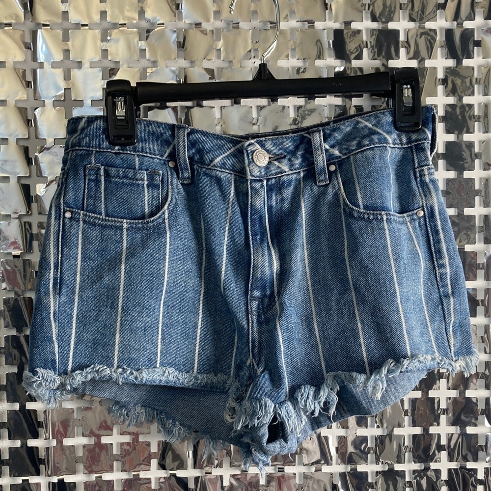 PacSun Blue Striped Denim Cutoff Shorts
